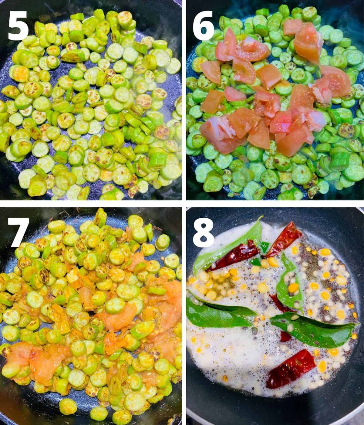 This is a collage image of step by step pictures to show how to make tindora chutney recipe.